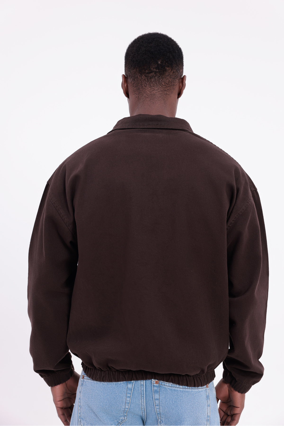 freemen  Erkek Basic Gabardin Kumaş Fermuarlı Oversize Mevsimlik Polo Yaka Kiremit Ceket - Görsel 8