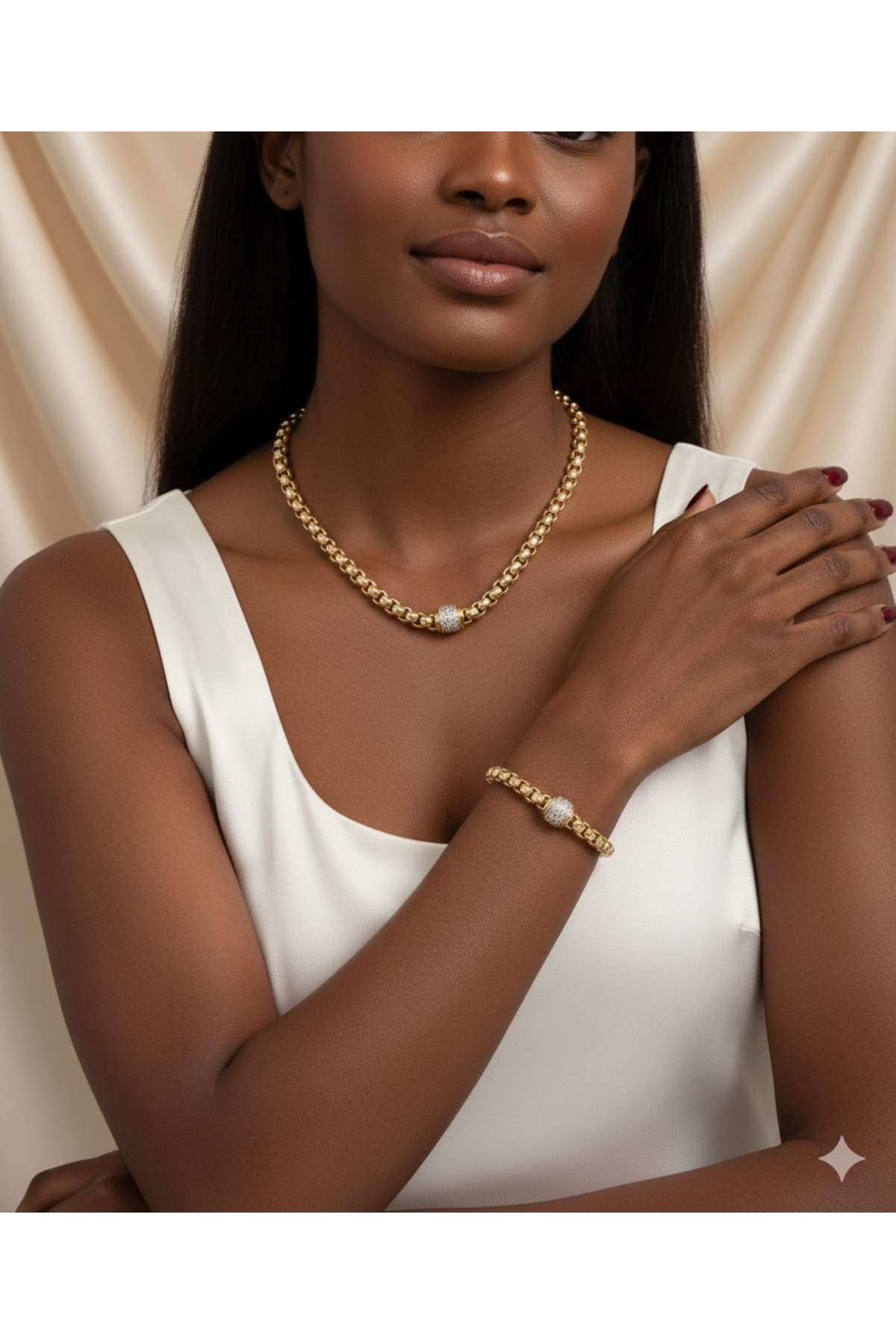 Genel Markalar Taş Detaylı Gurmet Gold Bileklik (14k Gold/17+2cm) görsel 8