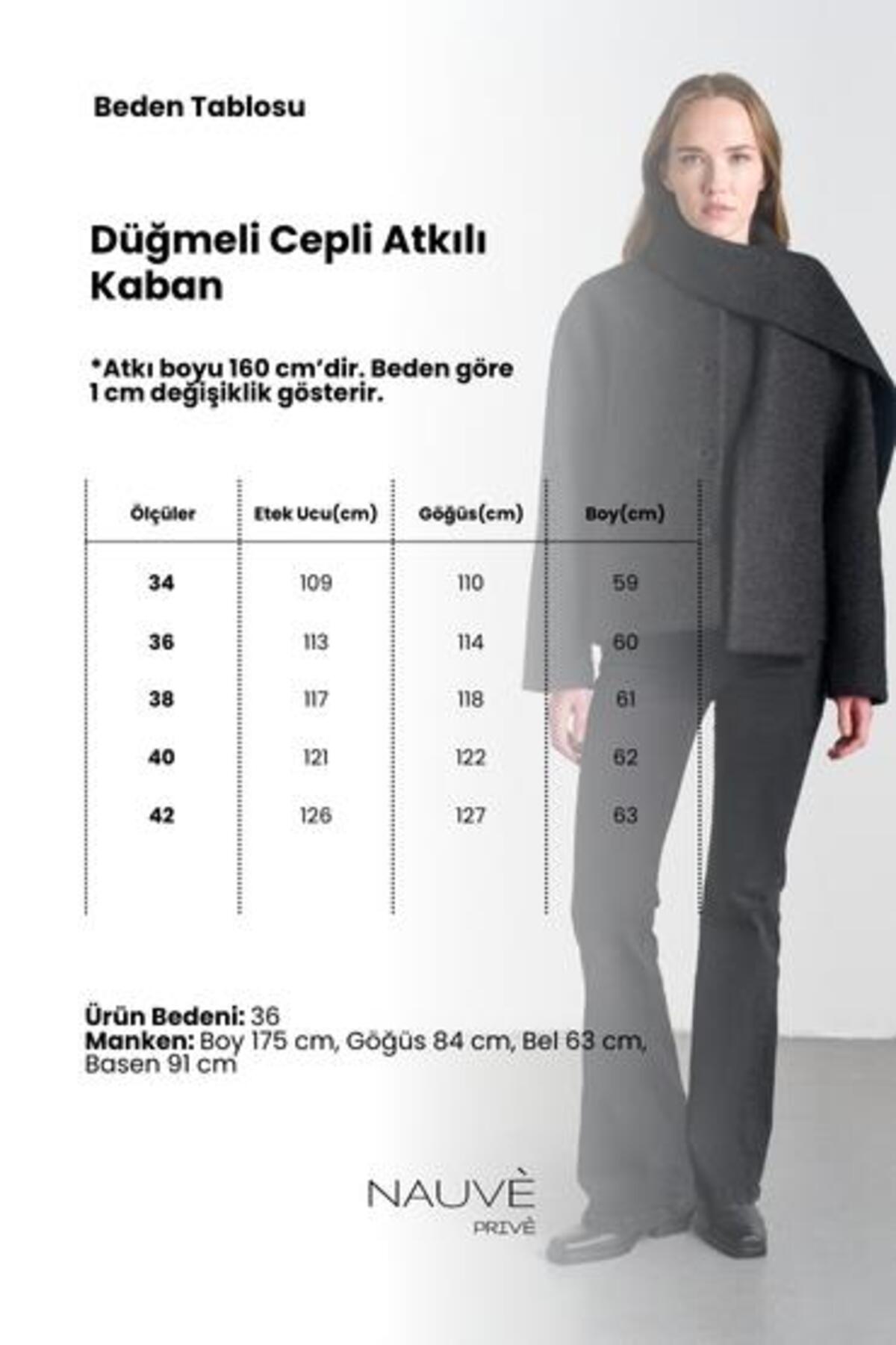 Nauve Prive Düğmeli Cepli Atkılı Kaban görsel 2
