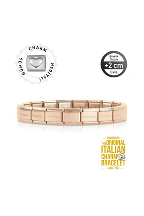 NOMİNATİON Orijinal İtalyan Charm Bileklik Kişiselleştirilebilir Rose - Gümüş...
