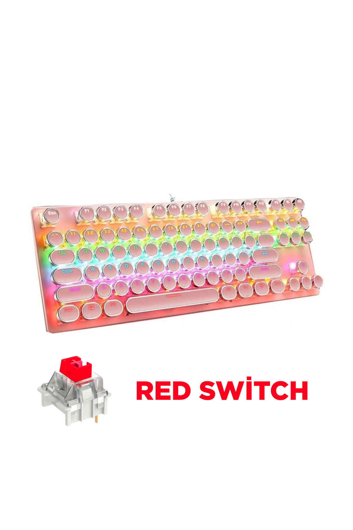 87 Keys Typewriter Style Red Switch Mechanical Keyboard