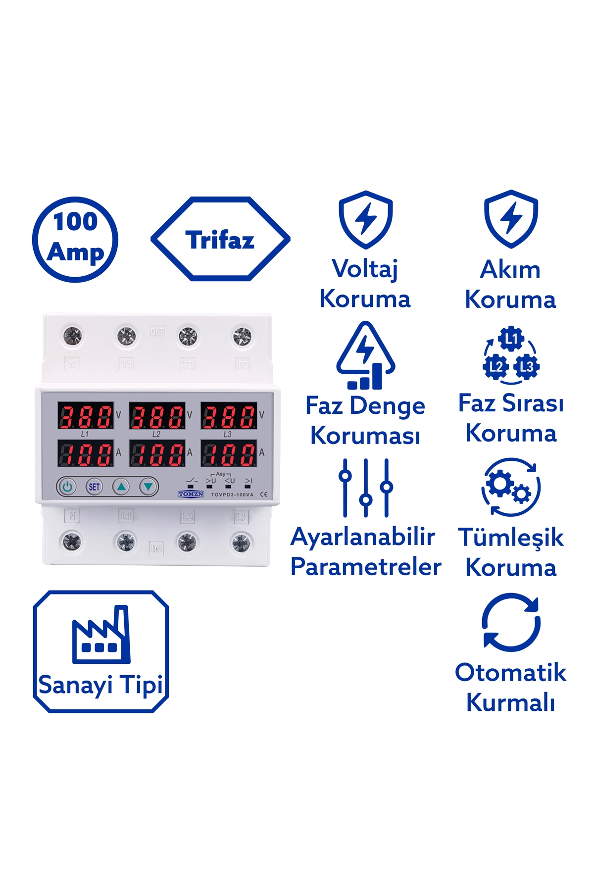 Triphase 380V 100a Voltage and Current Protection Relay High Low Voltage Protective Relay - Industrial Type
