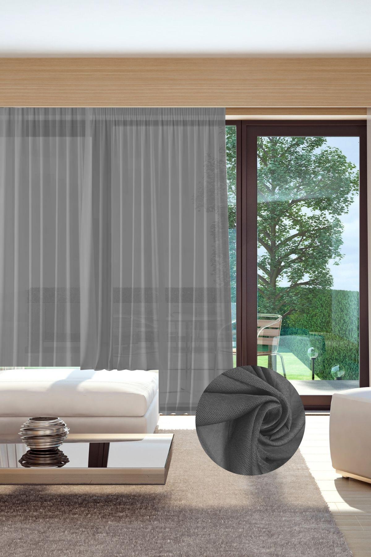 Murcia Cast Tulle Curtain Dark Gray without Piles