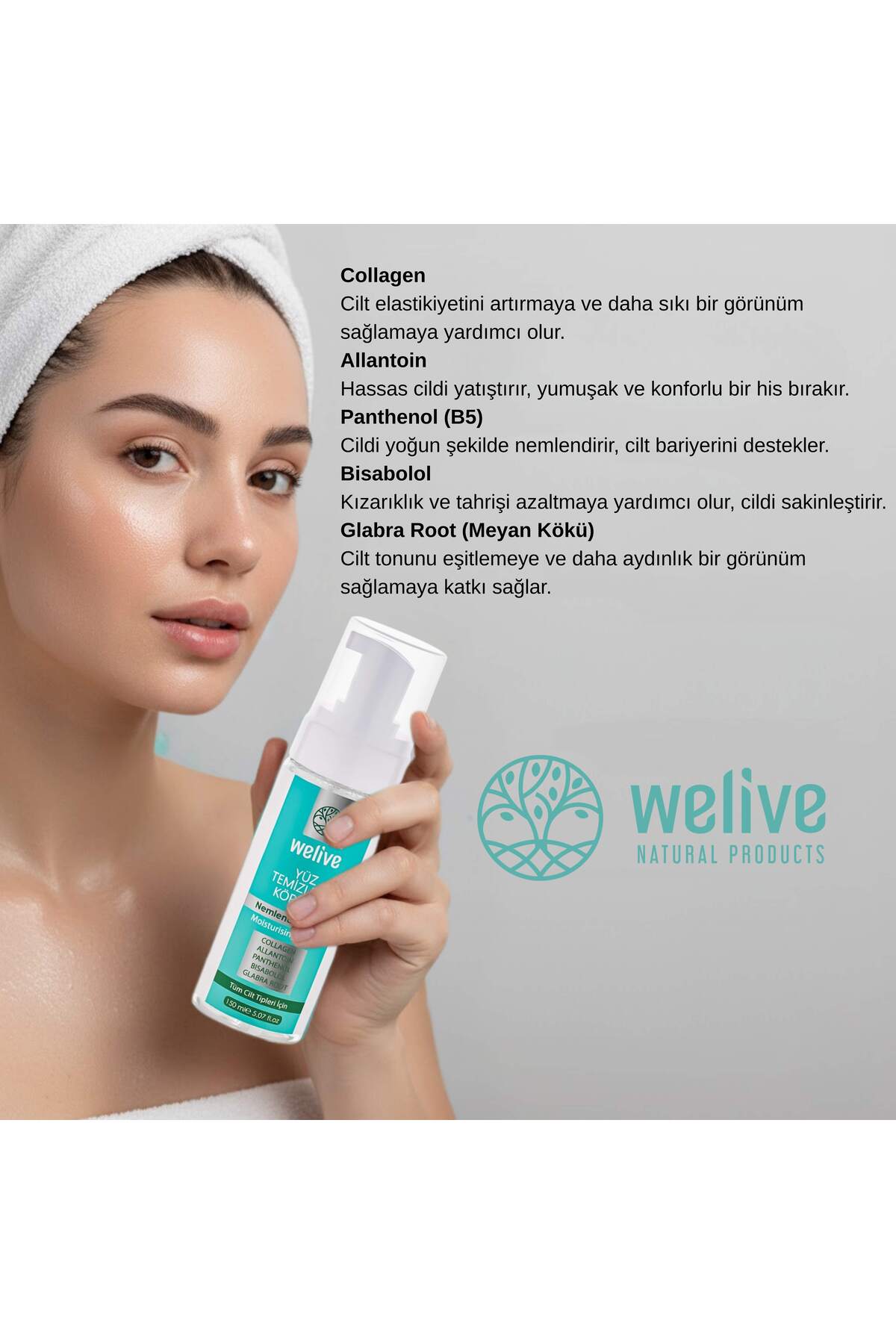 Kolajenli Yüz Yıkama Köpüğü 150 ml | Nemlendirici – Arındırıcı – Cilt Bariyerini Destekler — welive1022 — تصویر 3 از 7
