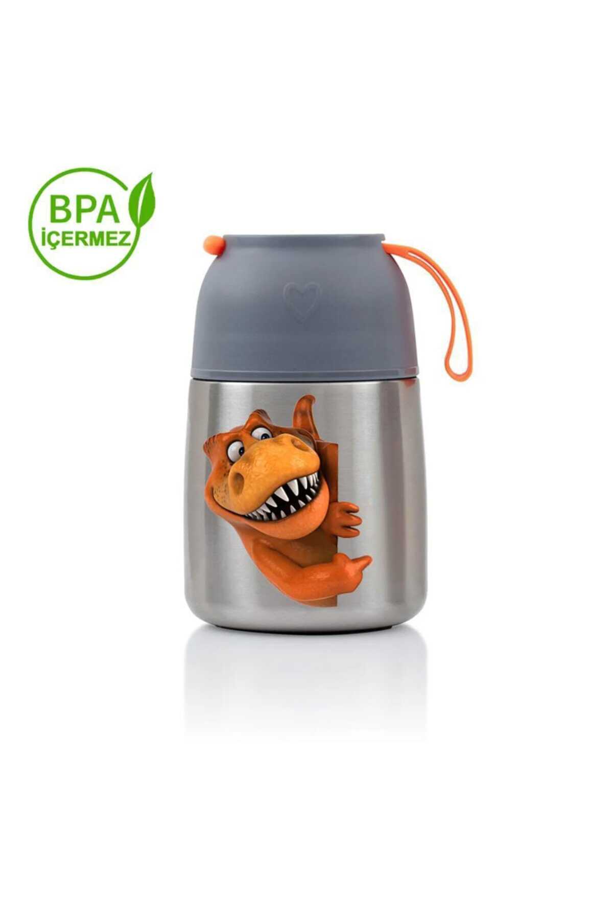 HOPEFUL DESİGN Desenli Dinazor Termos 450ML Bebek Mama Saklama Termosu Vakumlu Termos fotoğrafı 4 (önizleme)