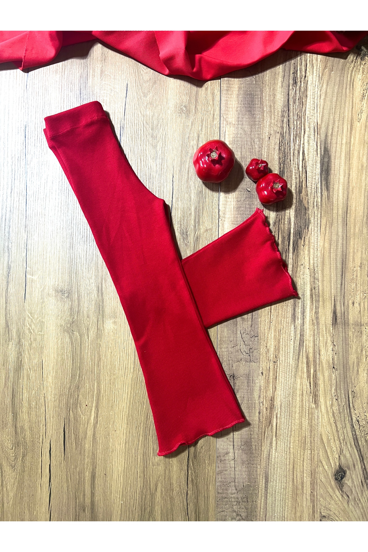 Babyelisco Kız çocuk pamuklu kaşkorse ispanyol paça tayt kırmızı 1-12 yaş fotoğrafı 4 (önizleme)