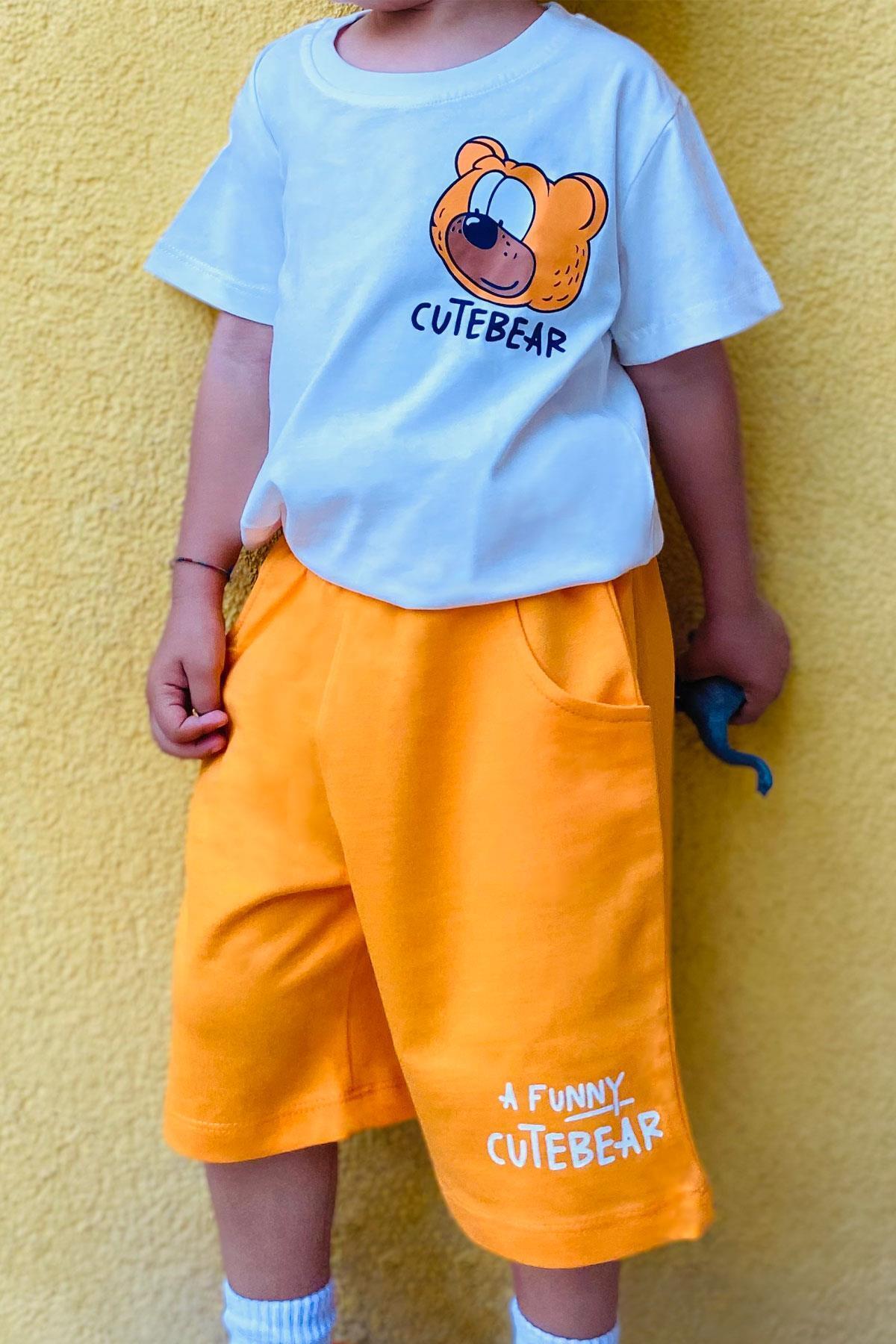 Breeze Girls & Boys Erkek Çocuk Şortlu Takım Sevimli Ayıcık Baskılı 1.5-5 Yaş, Ekru fotoğrafı 3 (önizleme)