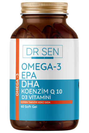 DR ŞEN Omega 3 DHA EPA Koenzim Q10 Vitamin D3 60 Kapsül Takviye Edici Gıda