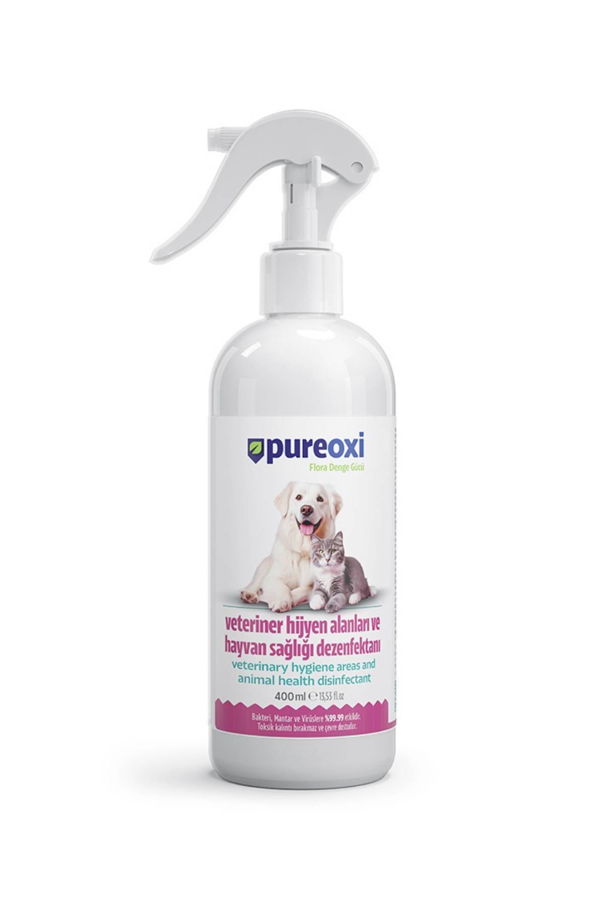 PureOxi Veteriner Hijyen Alanları ve Hayvan Sağlığı Dezenfektanı 400ML - Doğal HOCL Formüllü Pet Dezenfektan