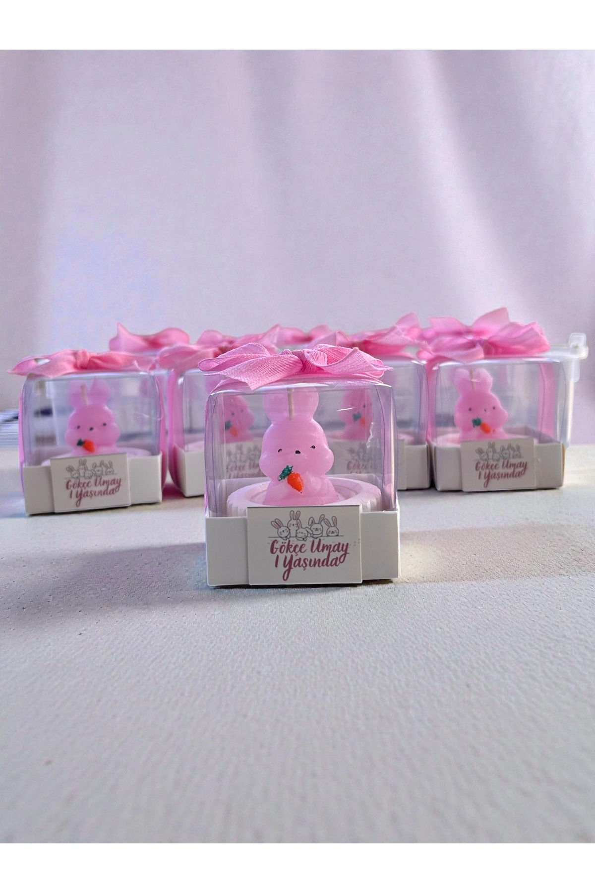 Stone Store Özel Gün Hediyesi Doğum Günü Bebek Mevlüt Baby Shower Tavşan Mum Pembe 10 Adet fotoğrafı 3 (önizleme)