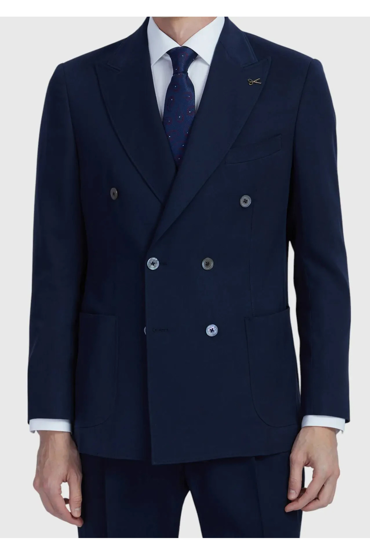 Ramsey  Lacivert Düz Zeroweight Slim Fit Yün Karışımlı Takım Elbise - Görsel 6