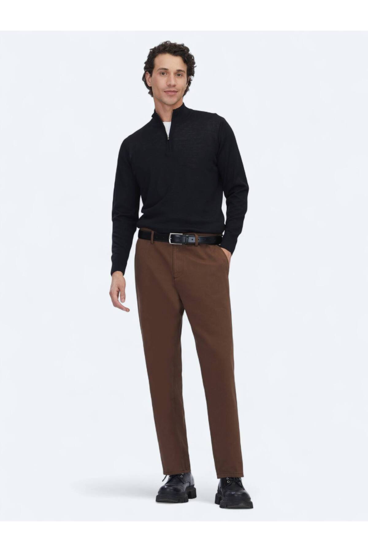 شلوار کتان راحتی طرح دار قهوه ای Kip