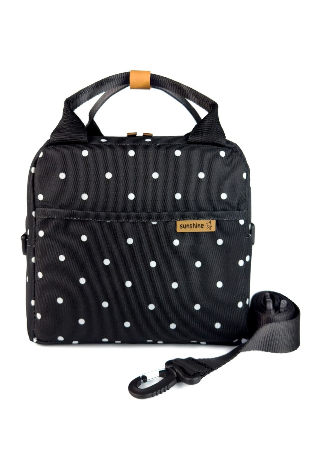 Sunshine Puantiye Desenli Omuz Askılı Termal Çanta Yemek Taşıma Ek Gıda Beslenme Çantası fotoğrafı 2 (önizleme)