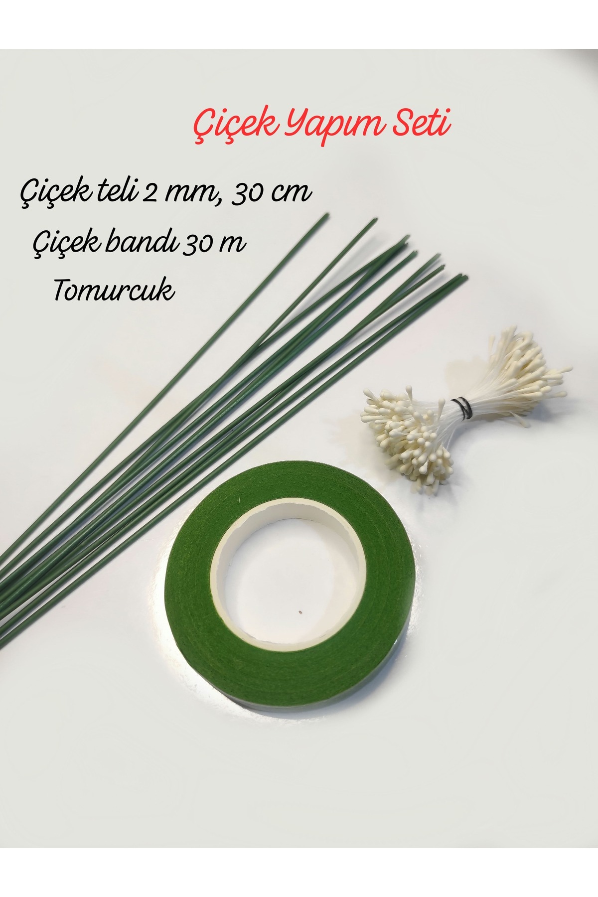 hyc heryerçiçeklenir Çiçek Yapım Seti – 3’lü Paket (1 DEMET TOMURCUK ,10 ADET ÇİÇEK TELİ 1 ADET ÇİÇEK BANDI) Şönil