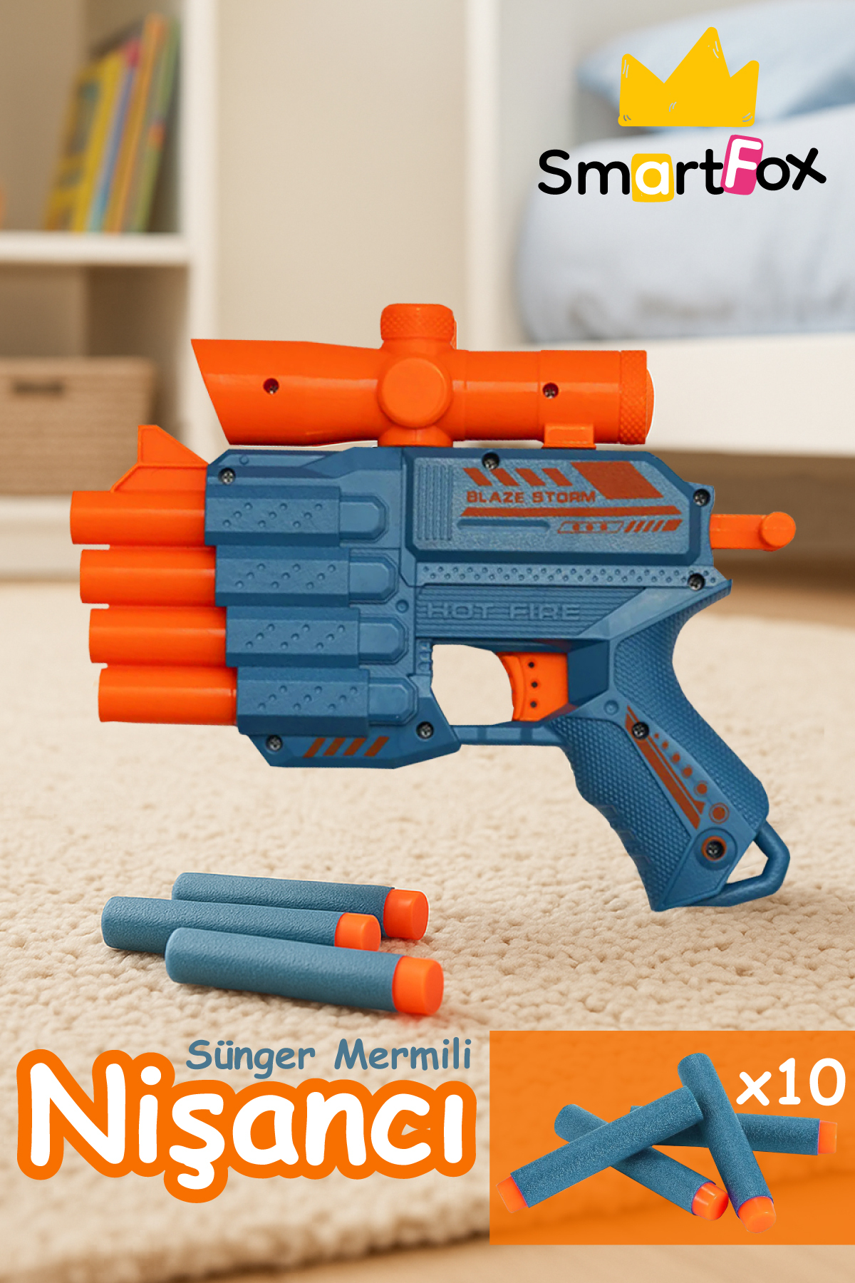 Smartfox Sünger Mermi Atan Nişancı Oyuncak Tabanca - 21 cm