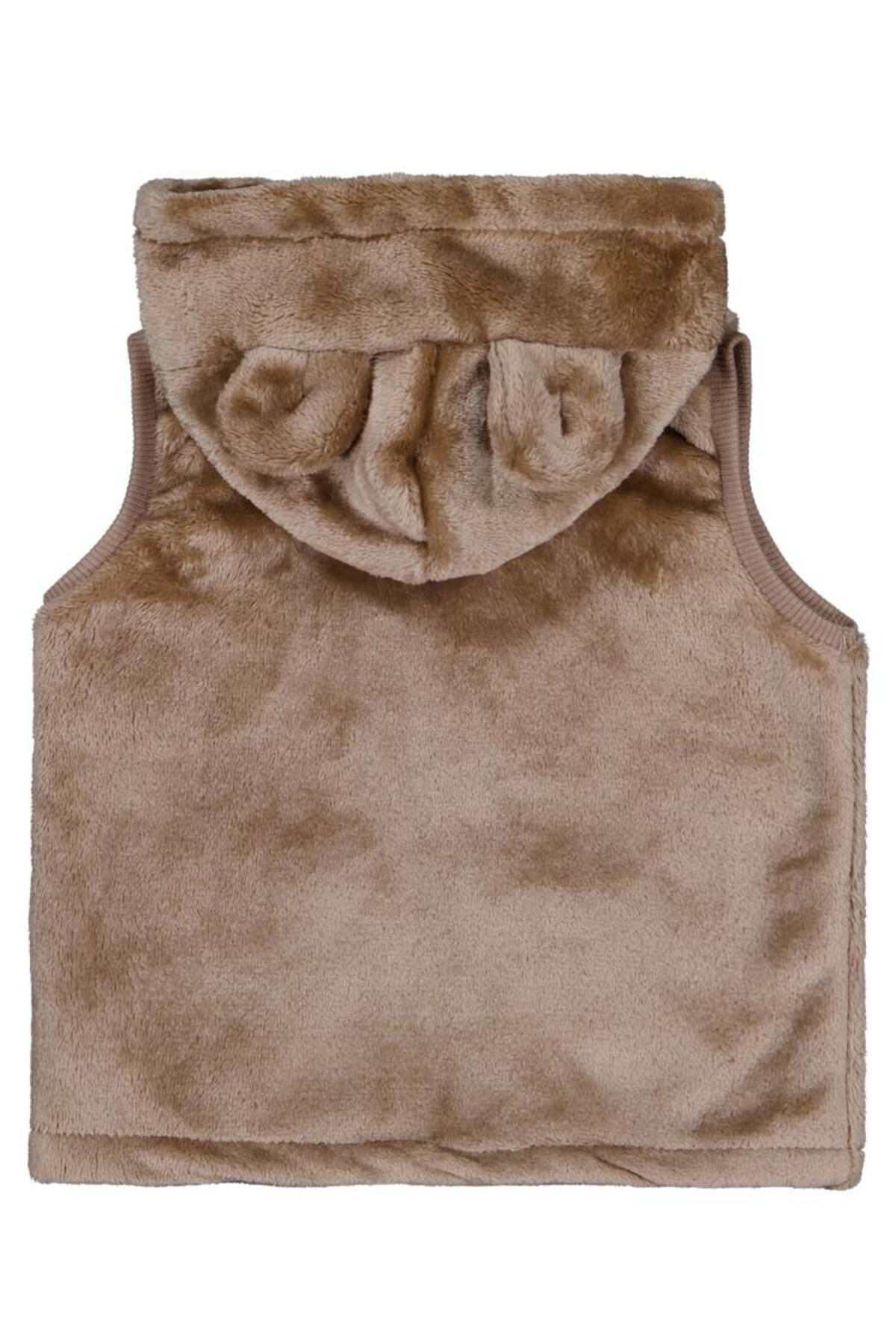 Civil Baby Kapüşonu Kulaklı 6-18 Ay Yelek - Kahverengi 6-9 Ay fotoğrafı 3 (önizleme)