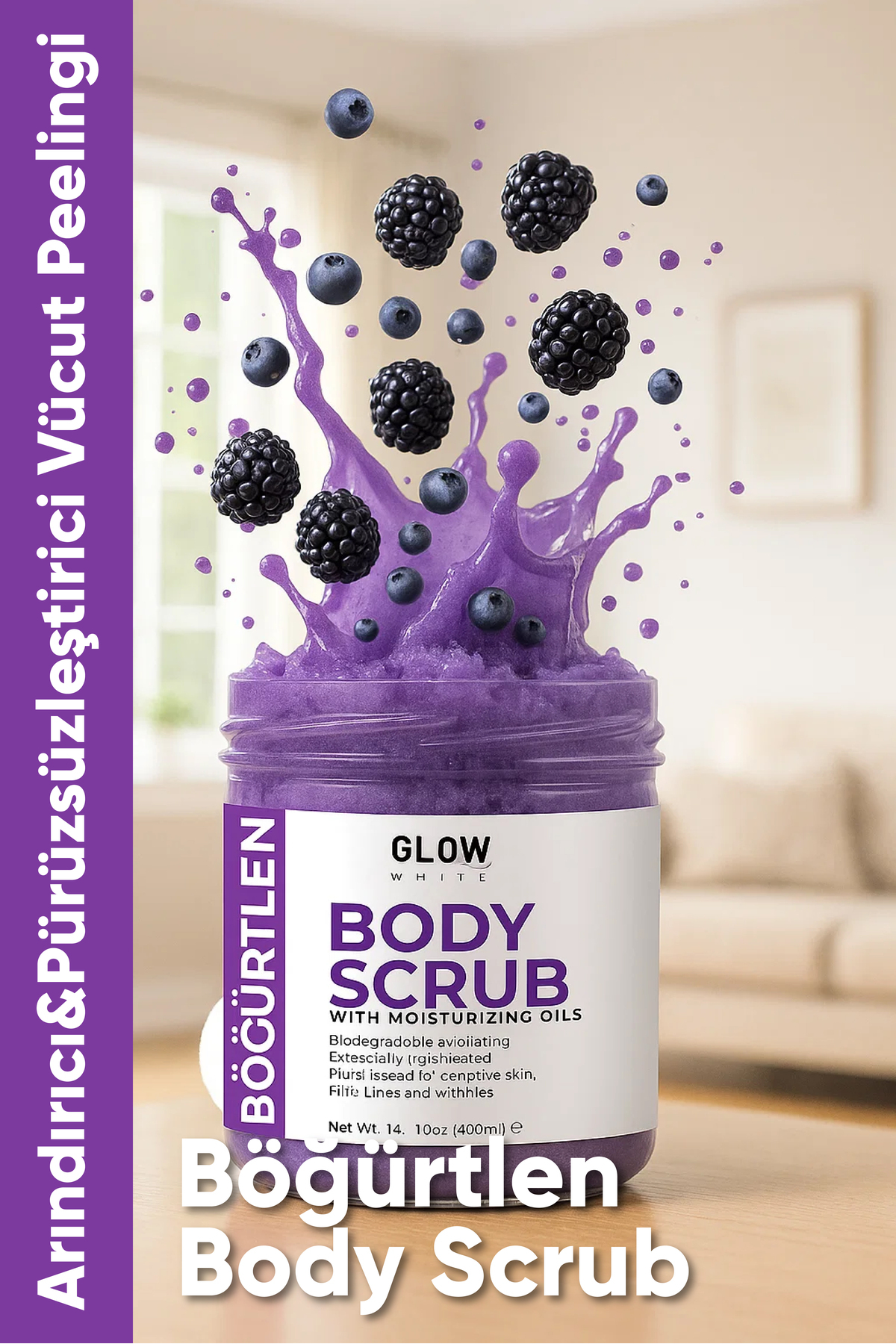 Böğürtlen Body Scrub 400g – Cildi Arındıran, Nemlendirici ve Canlandırıcı Tuzlu Vücut Peelingi — P-BÖGÜRTLEN-1 — تصویر 3 از 6