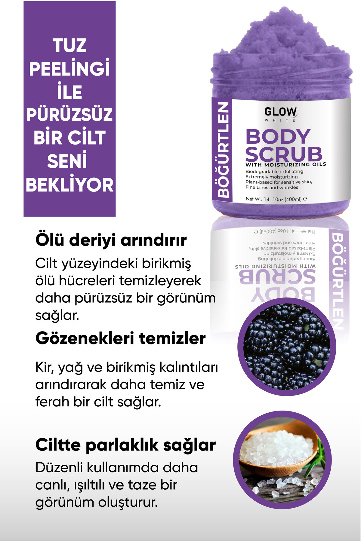 Böğürtlen Body Scrub 400g – Cildi Arındıran, Nemlendirici ve Canlandırıcı Tuzlu Vücut Peelingi — P-BÖGÜRTLEN-1 — تصویر 2 از 6