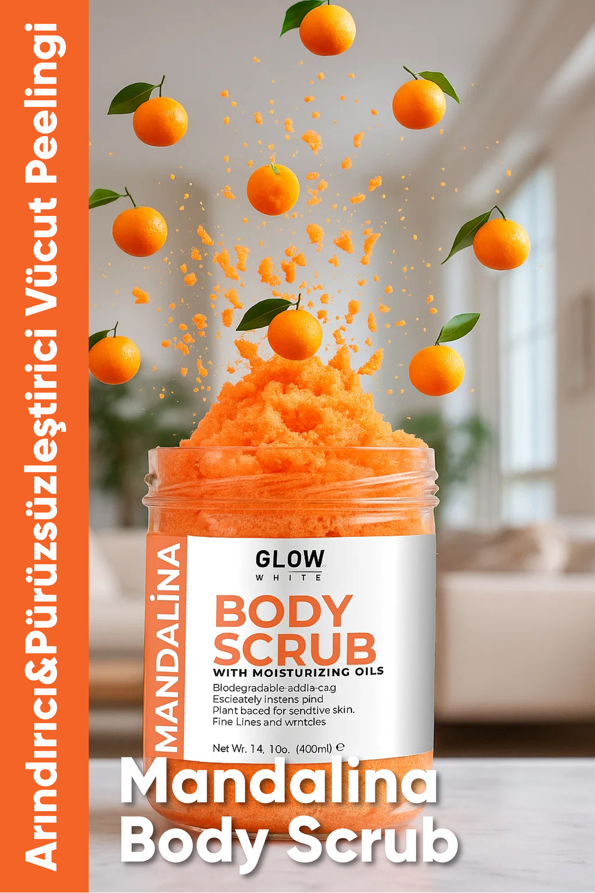 Mandalina Body Scrub 400g – Cildi Arındıran, Canlandırıcı ve Nemlendirici Tuzlu Vücut Peelingi — P-MANDALİNA-1 — تصویر 3 از 6
