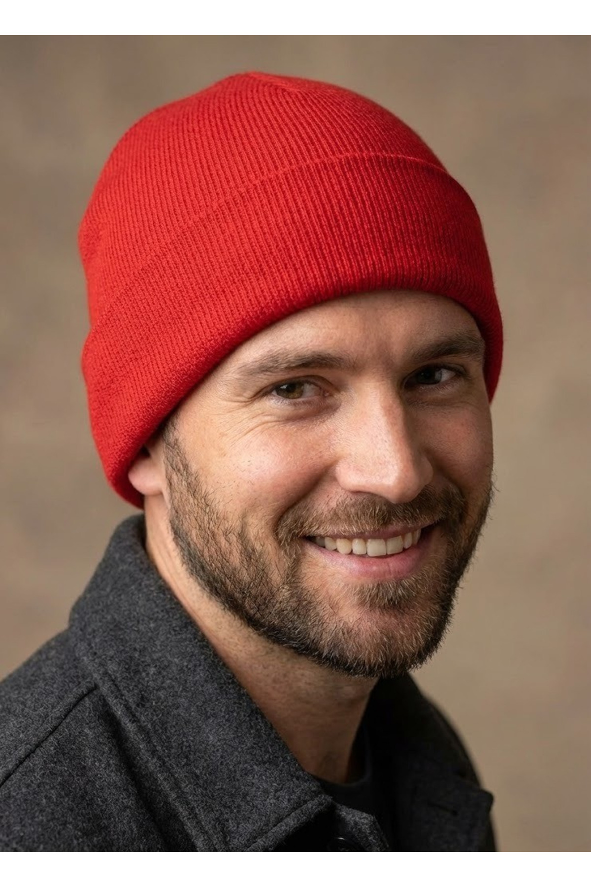 Red Folded Knitwear Beanie