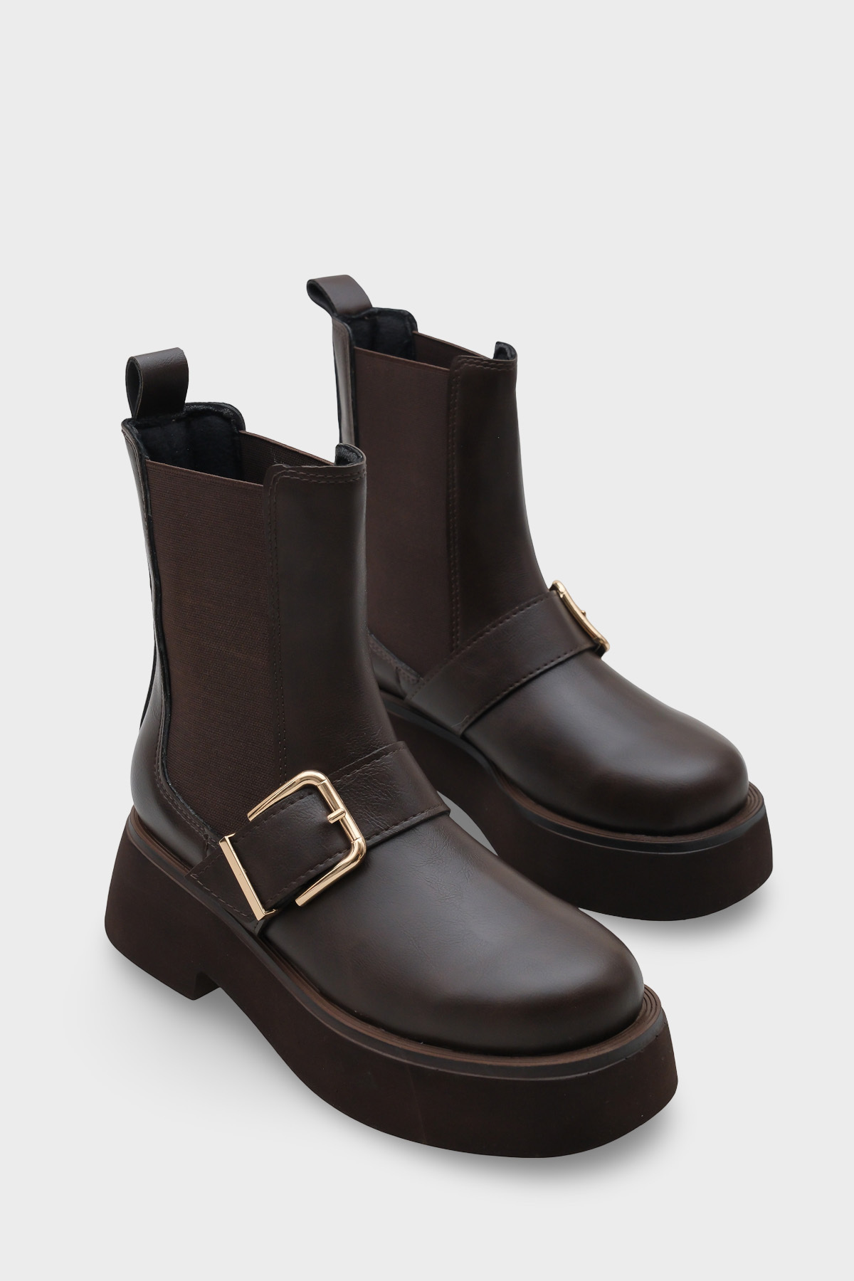 Capone Outfitters Gennie Yuvarlak Burunlu Yandan Trak Tabanlı Kadın Bot