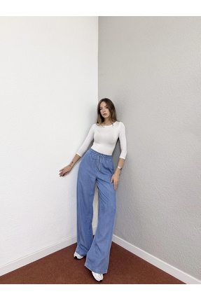 PROTO SUIT Beli Lastikli Önü Bağlamalı Bol Paça Pantolon