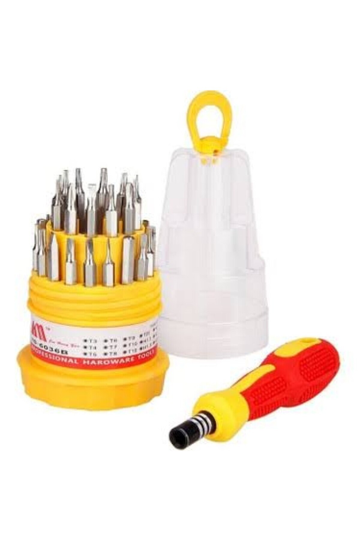 usin 31 Parça Yıldız Düz Tork Alyan Çatal Uçlu Elektronik Laptop Telefon Saat Tamir Tornavida Seti