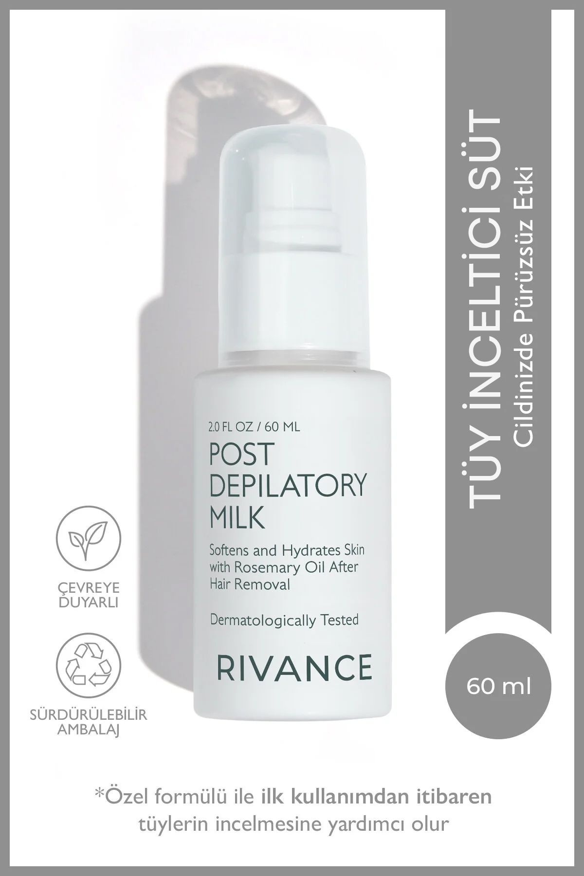 Rivance Tüy Azaltıcı, Nemlendirme Etkili Yatıştırıcı ve Tüy Süt 60 ml — 8684790344036