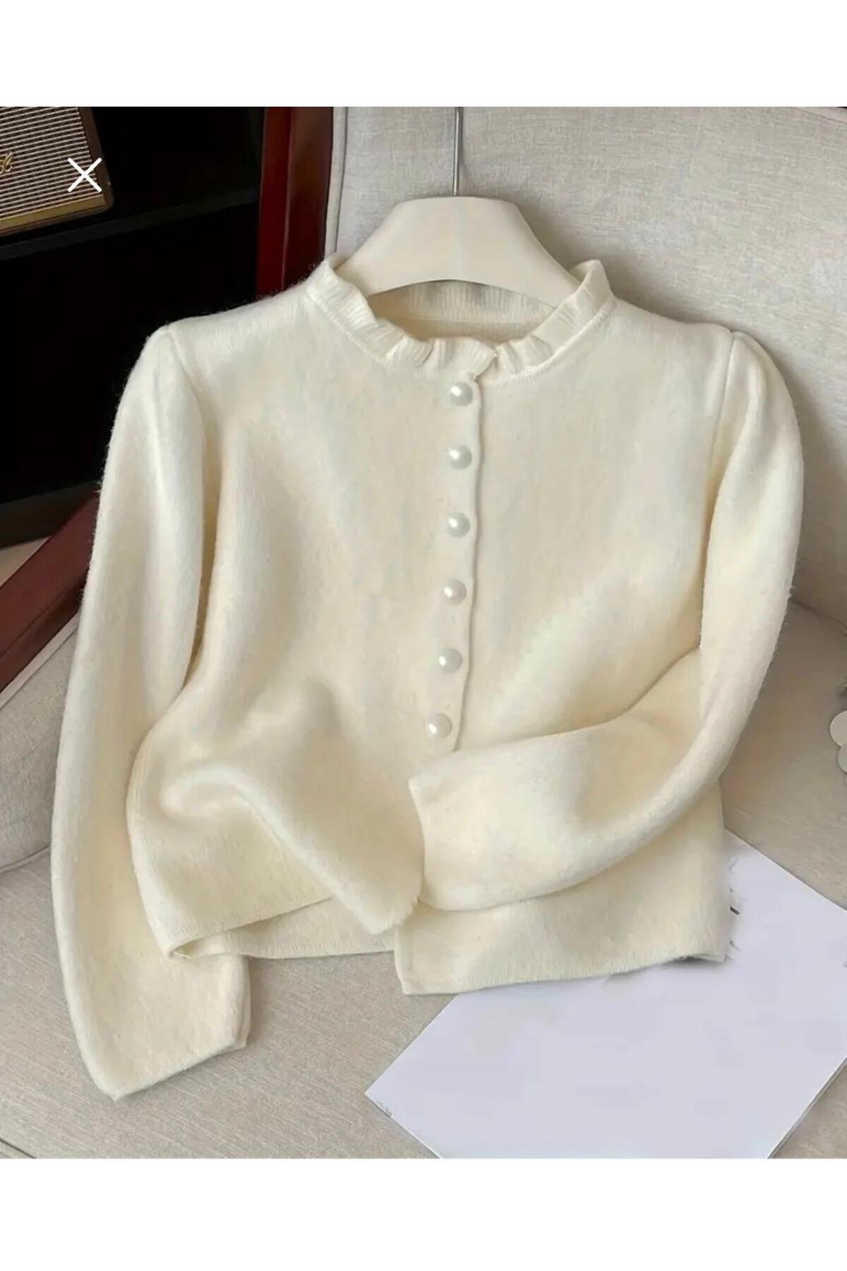 ervaa kids  incili lüks yumoş tüylü kadın triko hırka