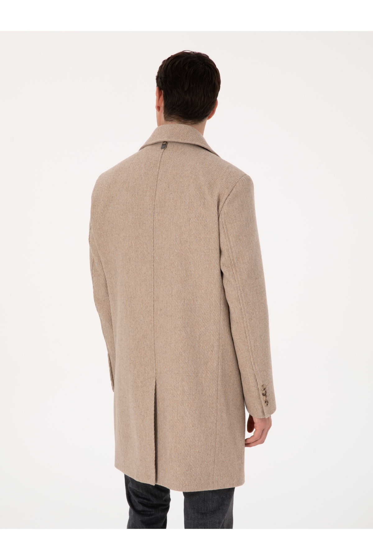 Cacharel  Bej Regular Fit Yün Karışımlı Kaban Kaşe 50311634-VR011 - Görsel 6