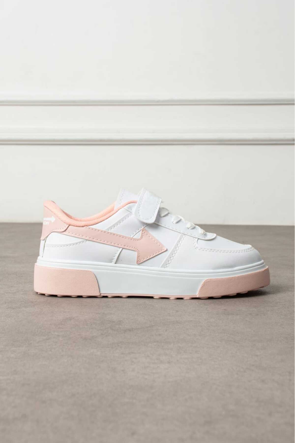 GAK RUN Unisex Cırtlı Beyaz Pudra Rahat Hafif Günlük Sneaker Ayakkabı, Konforlu görsel 3