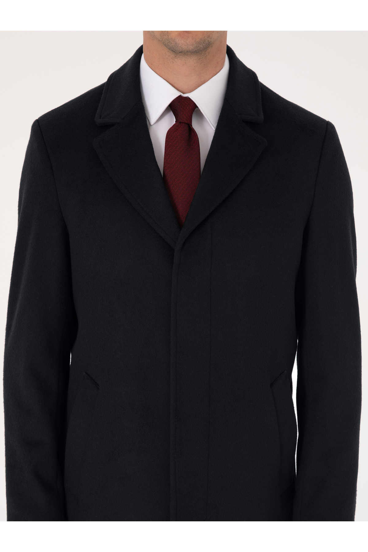 Cacharel Lacivert Slim Fit Yün Kaşmir Karışımlı Palto 50315262-VR033 görsel 7