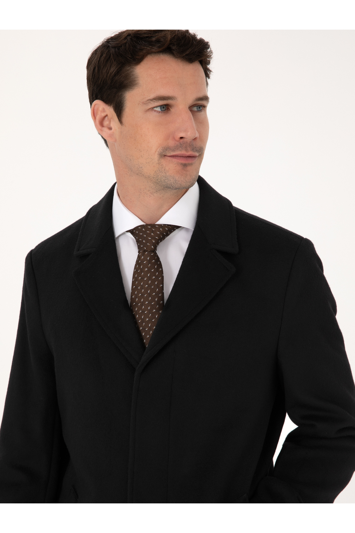 Cacharel Siyah Slim Fit Yün Kaşmir Karışımlı Palto 50315262-VR046 görsel 2