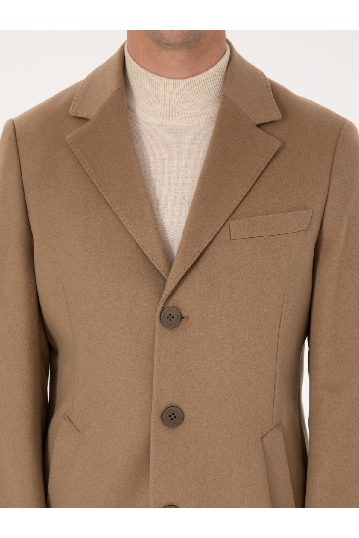 Cacharel Camel Slim Fit %100 Kaşmir Palto 50314889-VR015 görsel 7