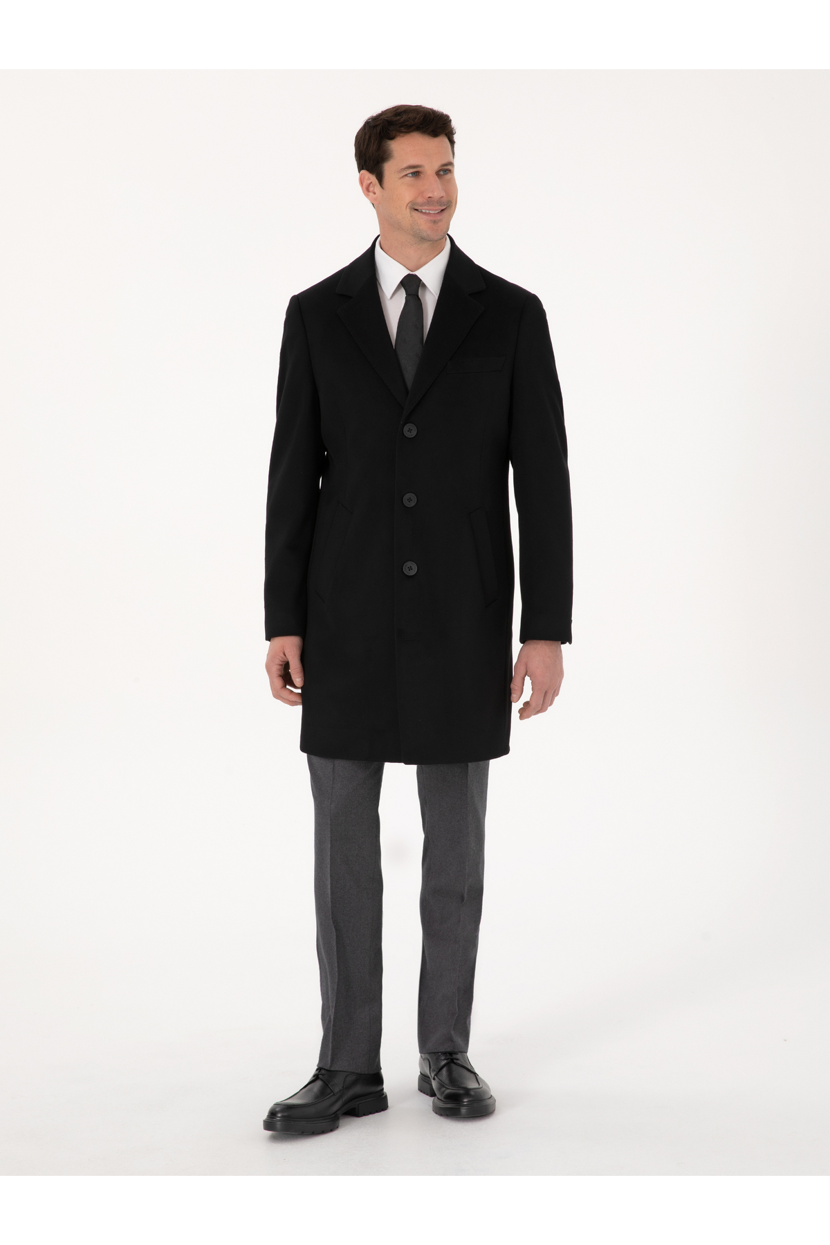 Cacharel  Siyah Slim Fit %100 Kaşmir Palto 50314889-VR046 - Görsel 4