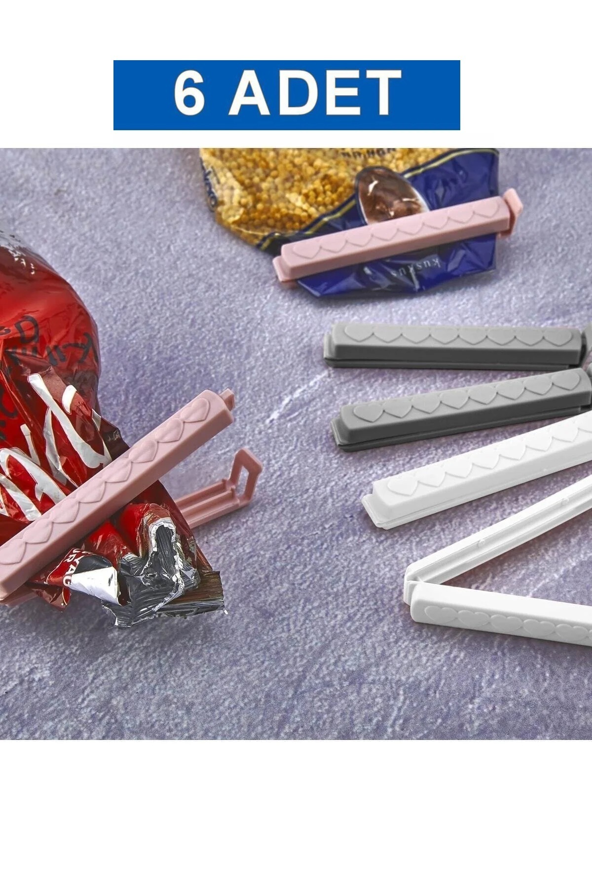 ZUZU MADE 6 Adet Paket Poşet Mandalı Klipsi - Paket Poşet Mandalı Klipsi 6 Adet
