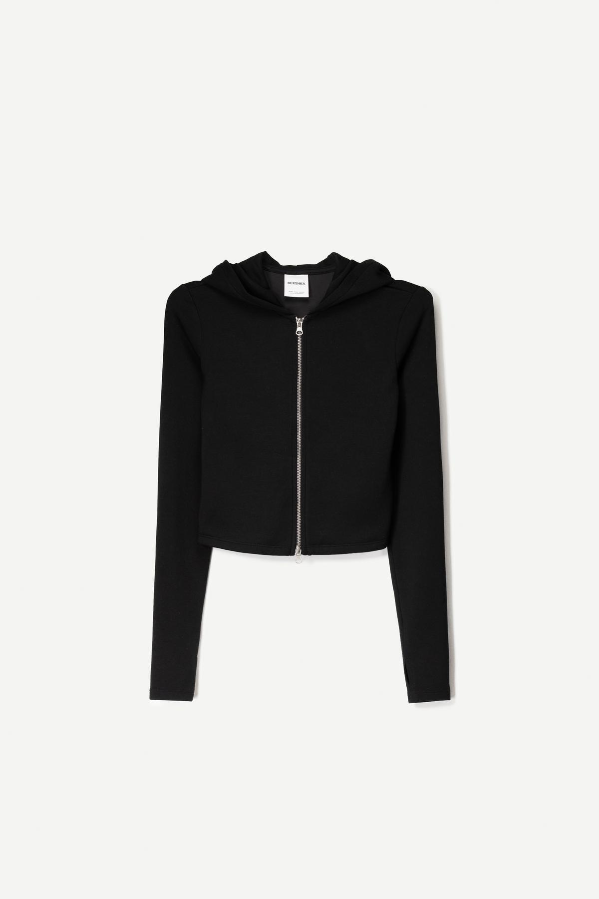 Bershka  Modal yumuşak fermuarlı kapüşonlu sweatshirt - Görsel 2