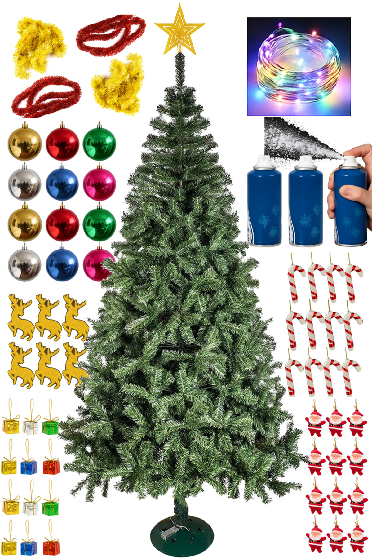 Parti dolabı 210cm Yılbaşı Çam Ağacı Yoğun Dallı Yeşil Lüks Çam Ağacı Demir Ayak Yeni Yıl Noel