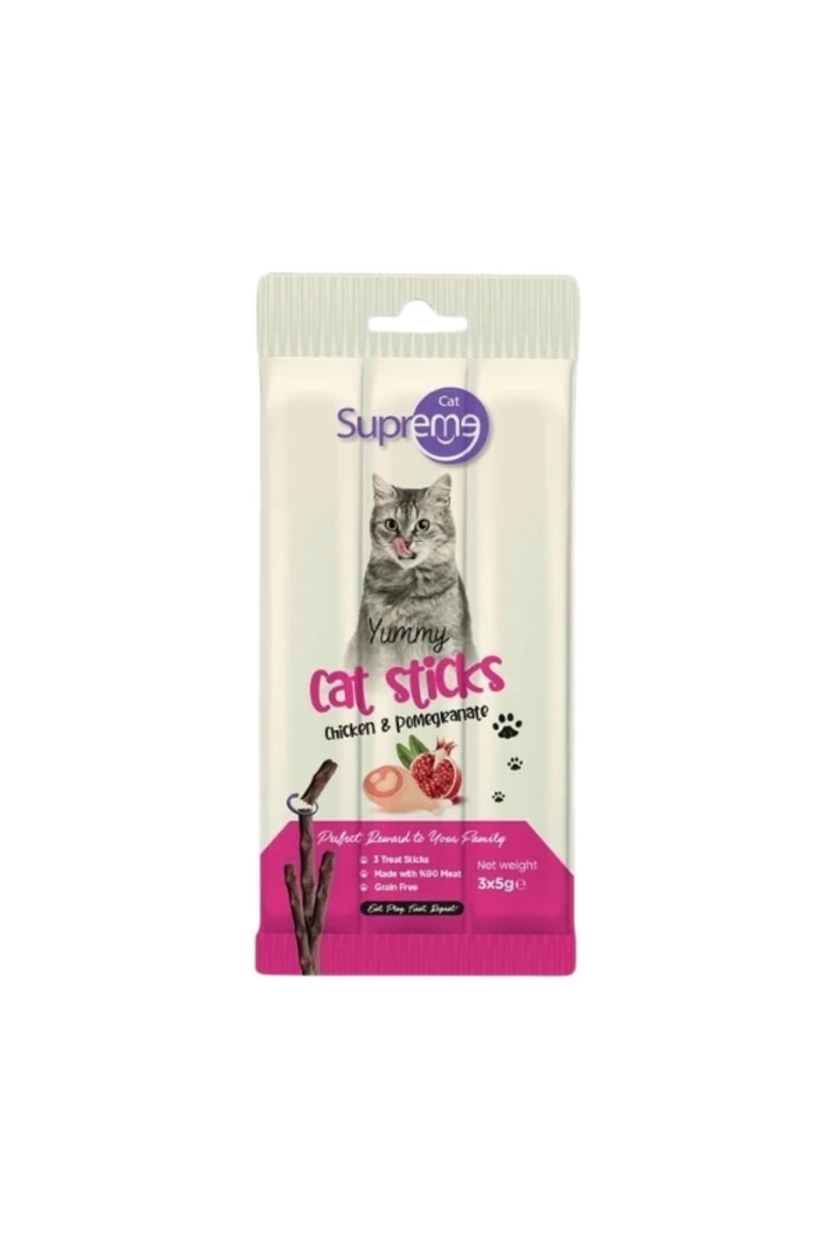 Supreme Cat Tavuklu ve Narlı Stick Kedi Ödül Maması 3x5 Gr