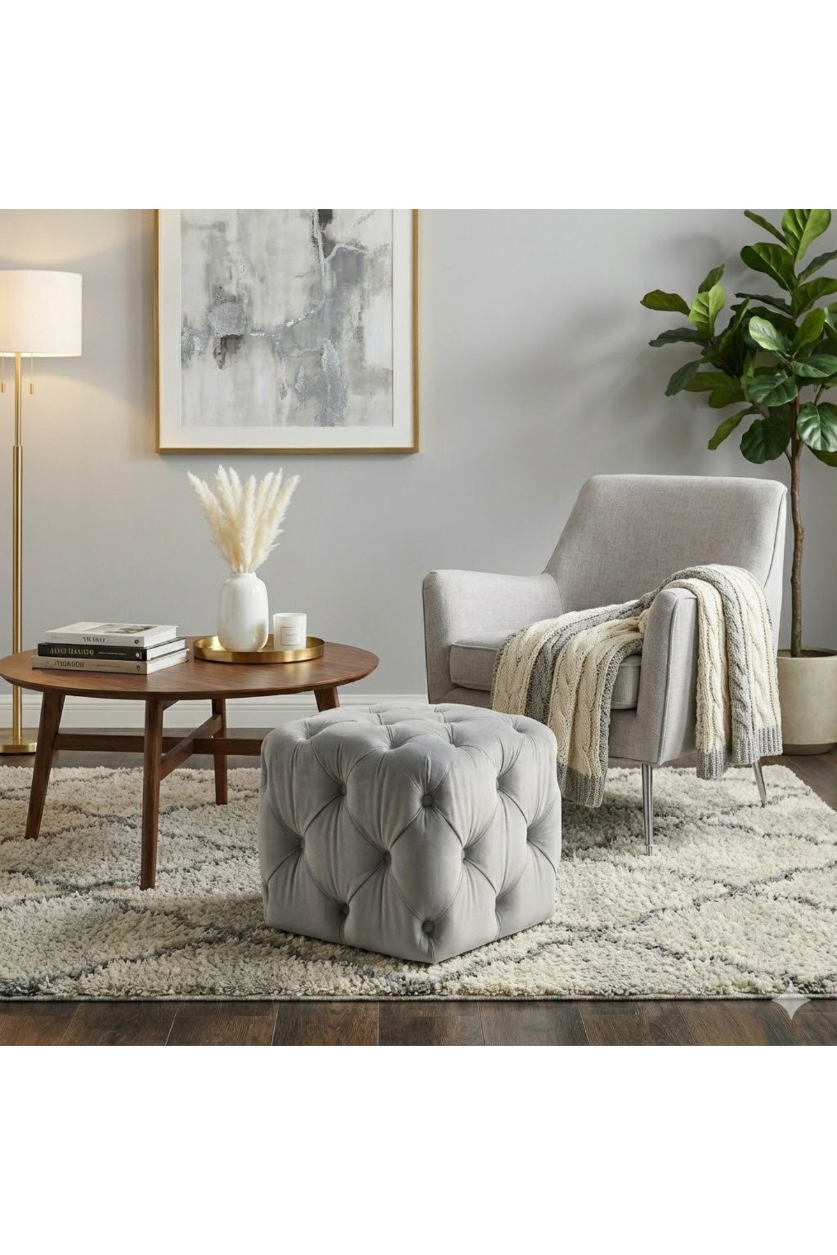 Quilted Square Puff/coffee table/40cm