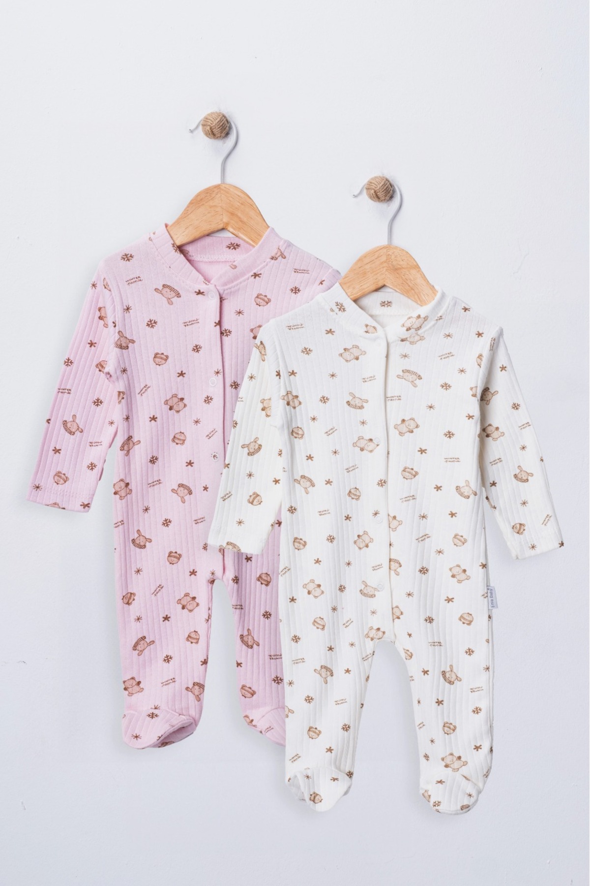 ENİA BABY Baby Girl 2-Piece 100% Cotton Footed Romper Set