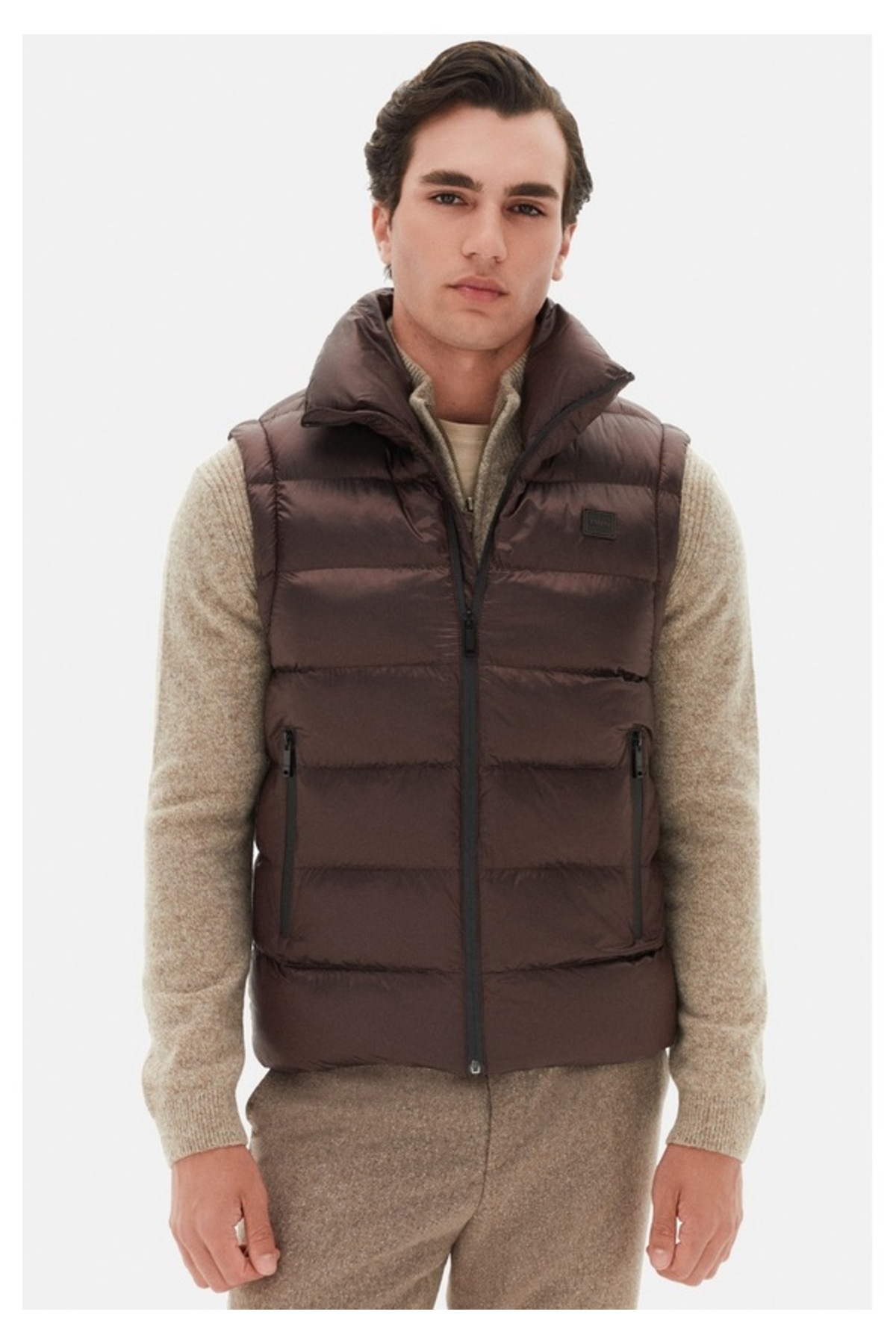 Twn Slim Fit Bordo Düz Yelek Mont görsel 2