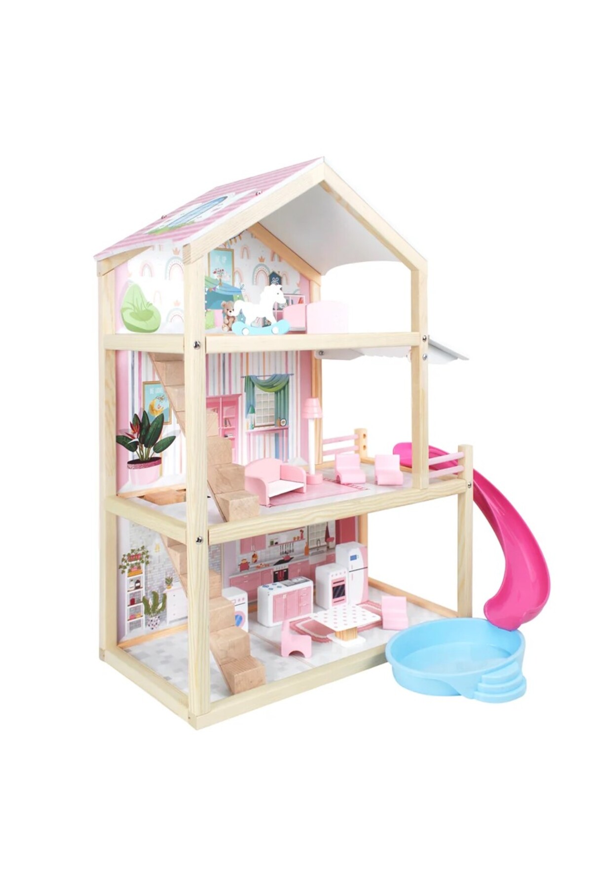 Toysilla Ahşap Oyuncak Kaydıraklı Çocuk Oyun Evi - T2010 fotoğrafı 6 (önizleme)