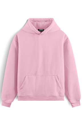 3 ROPE Unisex Pembe Oversize Kapüşonlu Içi Polarlı 3 Iplik Basic Pamuklu Swea...