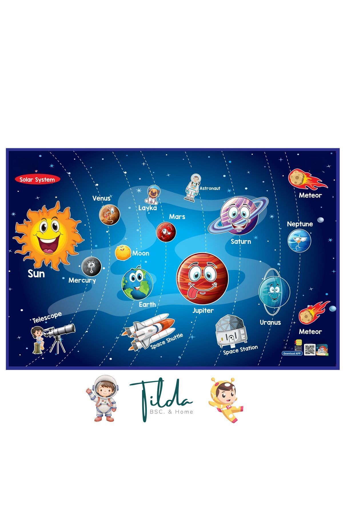 Tilda BSC. & Home Konuşabilen Oyun Halısı Solar System 150×100 Cm Büyük Boy - Mobil Uygulama Ile Konuşabilen Oyun Matı fotoğrafı 3 (önizleme)