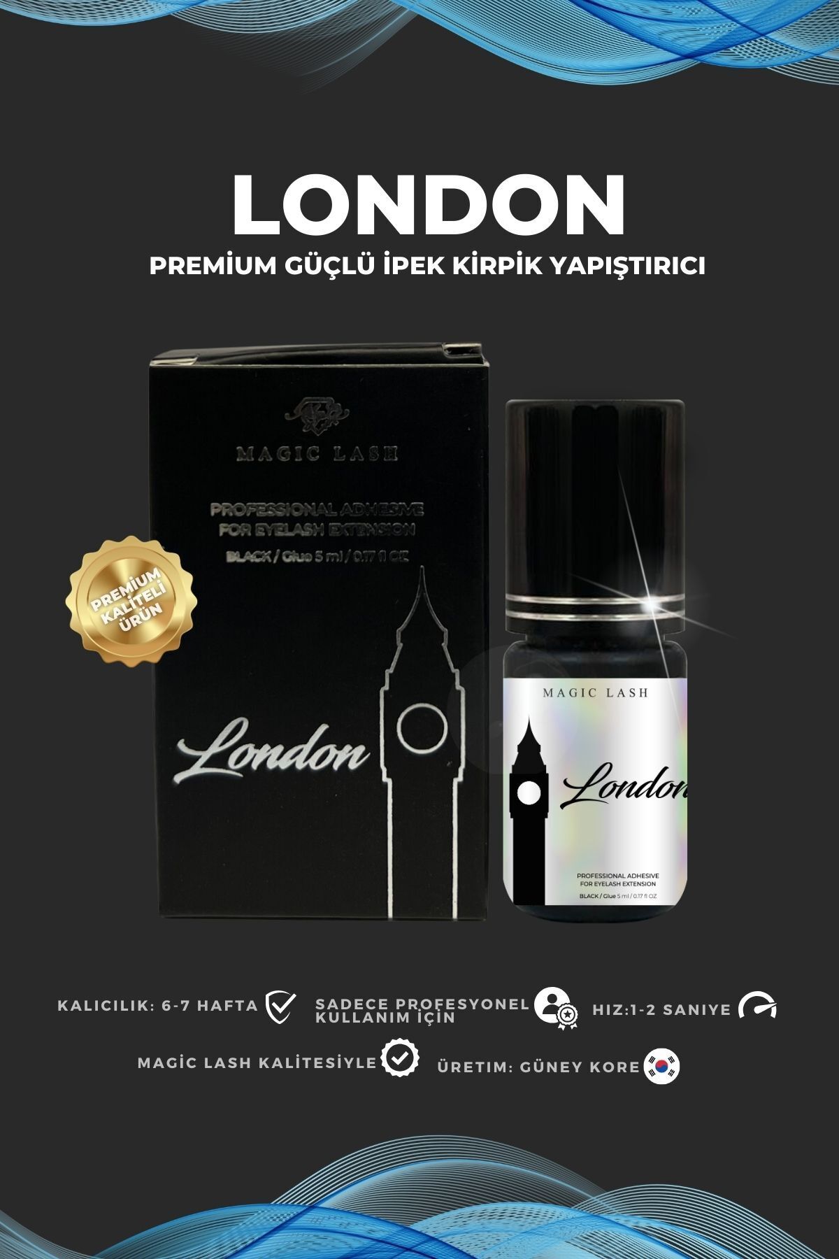 Premium Güçlü Ipek Kirpik Yapıştırıcı London 1-2 Saniye 8 Hafta Kalıcılık — TYC00665070079 — تصویر 6 از 7