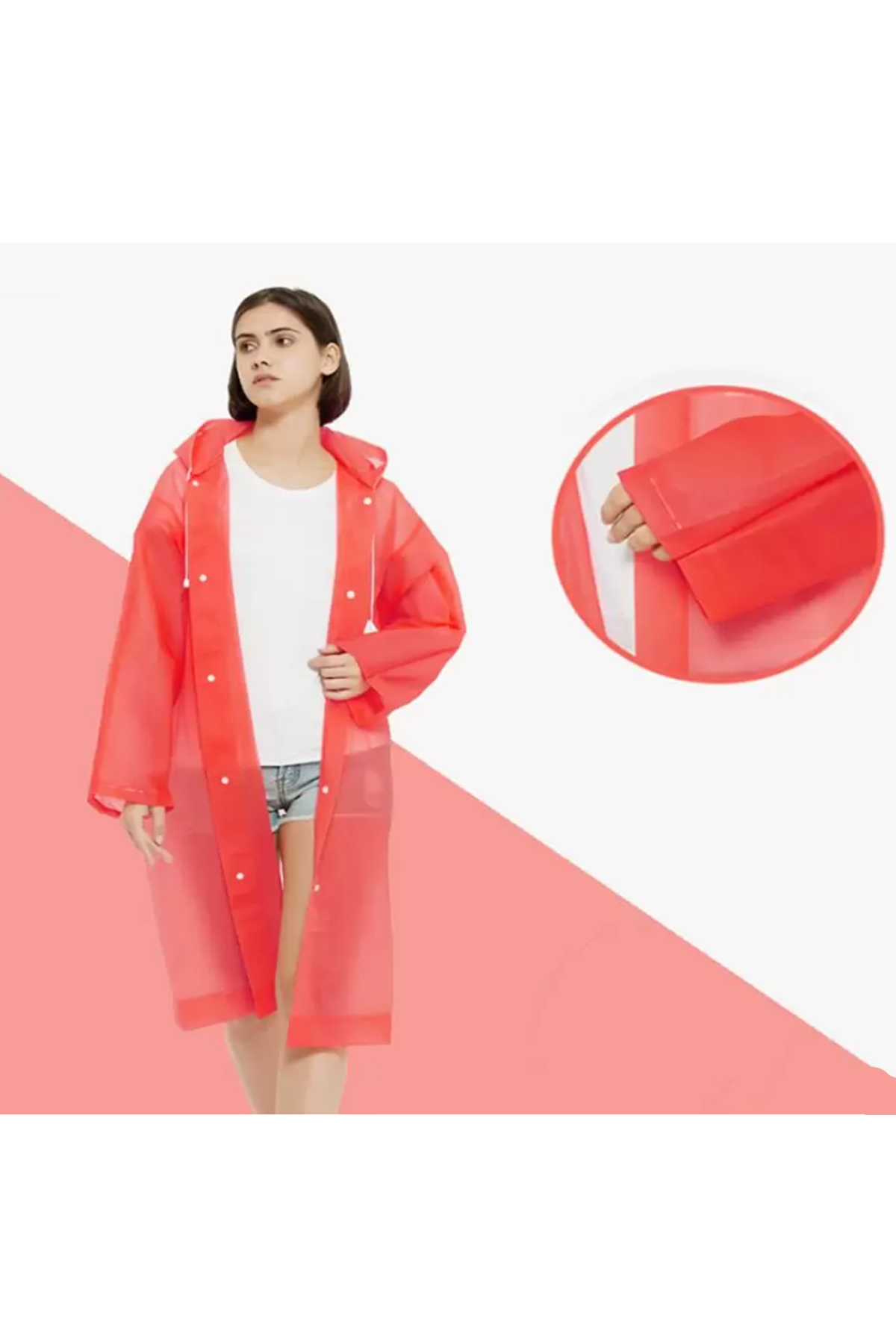 İMEXTECH  Unisex Narçiçeği Eva Kumaş Su Rüzgar Geçirmez Yağmurluk - Görsel 3