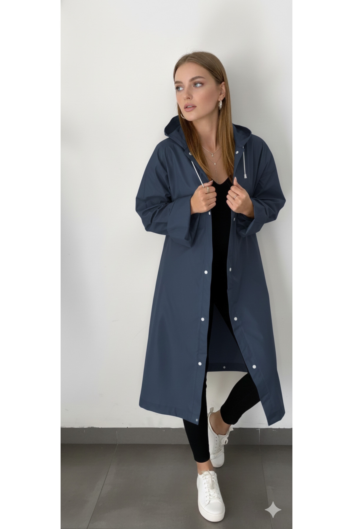 İMEXTECH  Unisex Lacivert Eva Kumaş Su Rüzgar Geçirmez Yağmurluk - Görsel 3