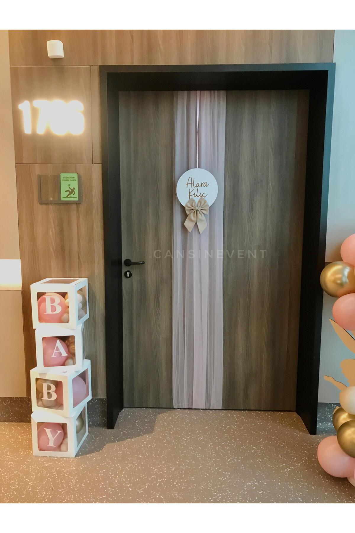 cansınevent Bebek Kapı Süsü | Doğum Odası / Hastane Odası Kapı Süsleme Fiyonk Detaylı 30cm fotoğrafı 2 (önizleme)