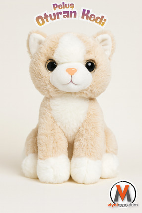 viyolmarketim Peluş Oturan Kedi 25 cm – Yumuşak Peluş Oyuncak – 3 Asorti Renk...